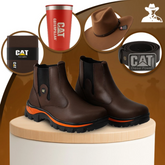 Kit Bota Masculina Barvik em Couro Legítimo e Palmilha Ortopédica 2.0 +4 BRINDES: Chapéu, Cinto, Carteira e Copo